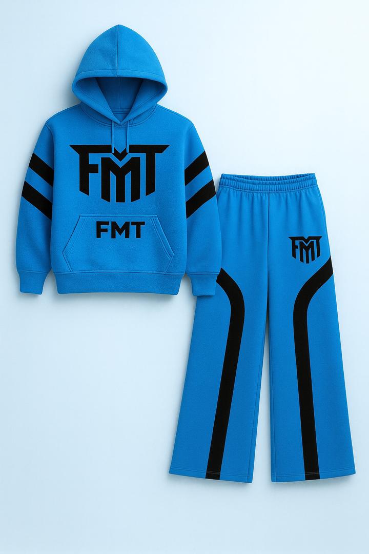 FMT Signature Blue Tracksuit Set (Hoodie + Palazzo Pants)