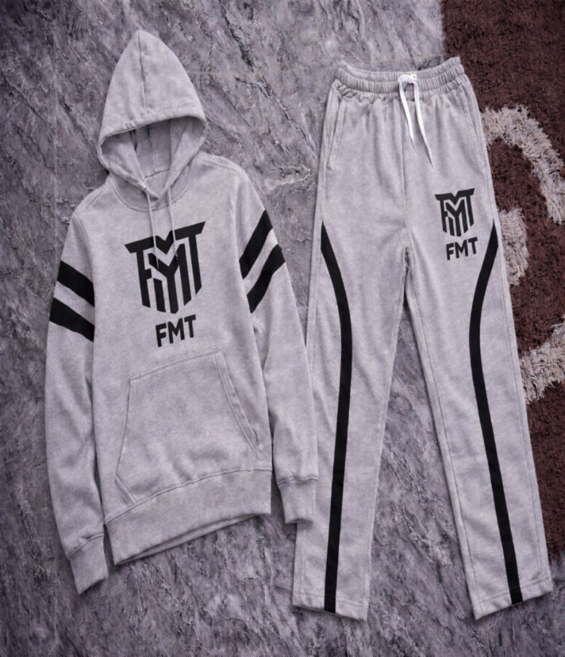 FMT Signature Ash color Tracksuit Set (Hoodie + Palazzo Pants)