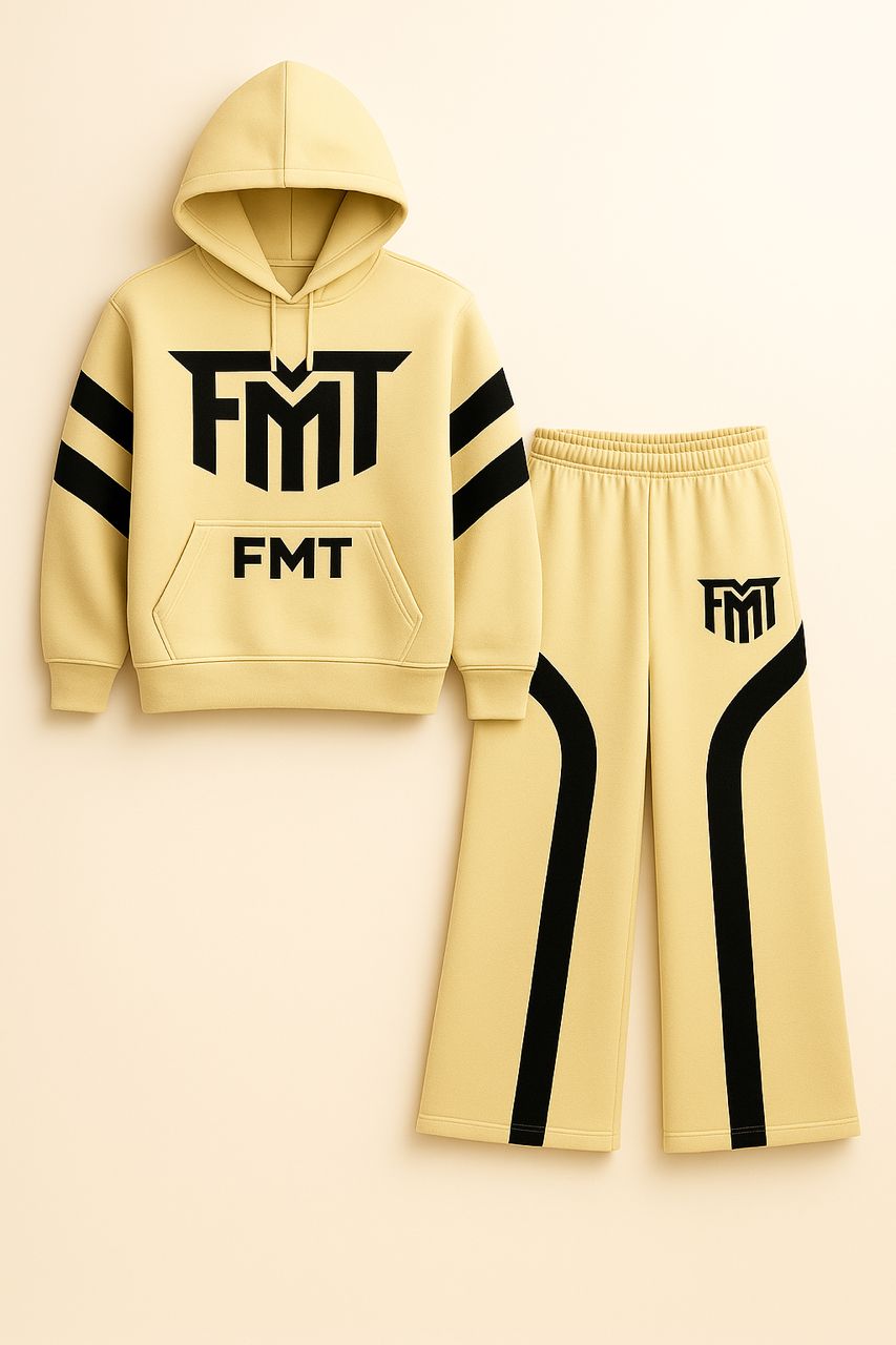 FMT Signature Milk-Yellow Tracksuit Set (Hoodie + Palazzo Pants)